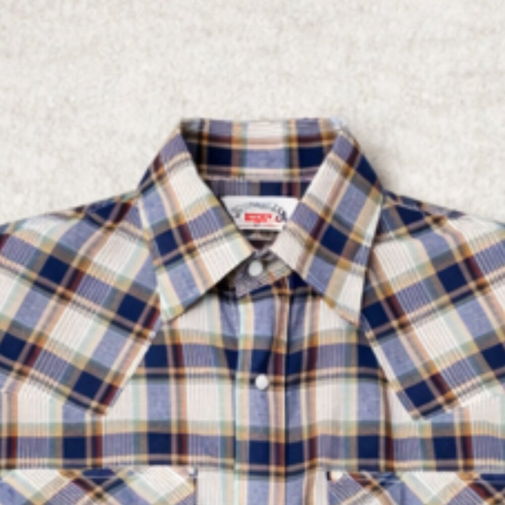 Levi's Vintage 70's White Tab Western Workwear Pearl Snap Plaid Shirt Medium - Picture 8 of 9